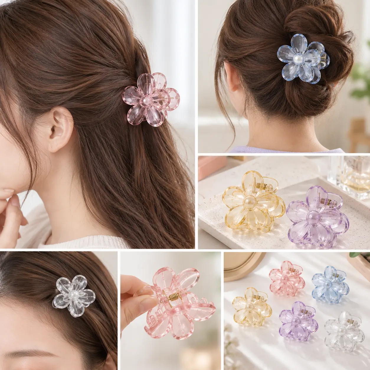 クリアフラワーヘアクリップ