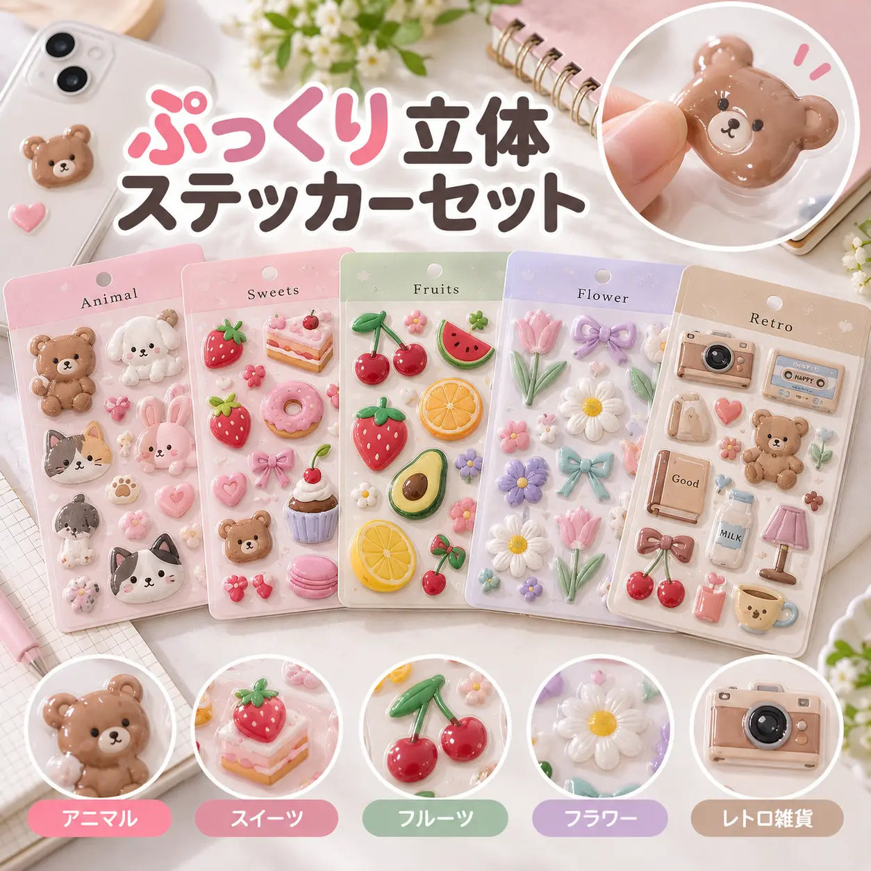 ぷっくり立体ステッカーセット